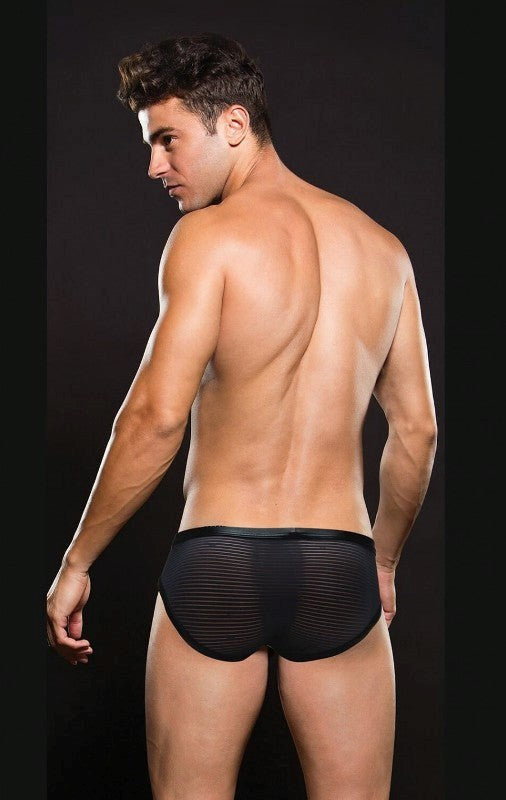 Envy Menswear Locker Room Brief Black with Supportive Pouch Design - - Mens Briefs And Boxers