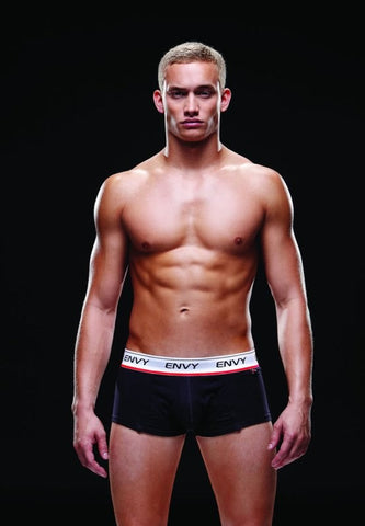 Envy Menswear Logo Elastic Low Rise Trunk Black Premium Underwear - Jocks and G-Strings