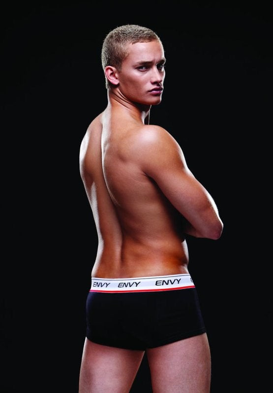Envy Menswear Logo Elastic Low Rise Trunk Black Premium Underwear - - Jocks and G-Strings