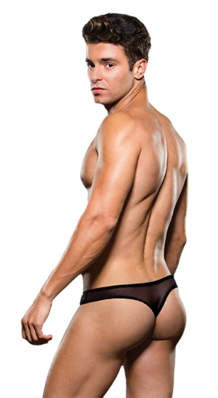 Envy Menswear Mesh Thong Black Stretch Mesh Minimal Coverage - - Jocks and G-Strings