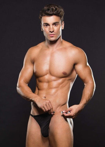 Envy Menswear Microfiber Magnetic G String E042 Black Magnetic Closure - Jocks and G-Strings