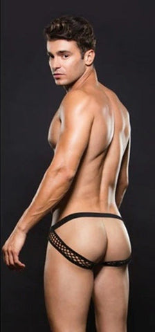 Envy Menswear Modern Fishnet Open Back Brief Black Fishnet Design - Mens Briefs And Boxers