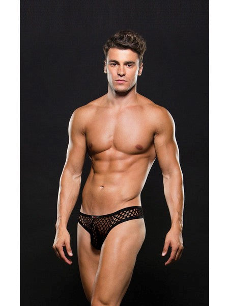Envy Menswear Sleek Fishnet Thong Seductive Male Underwear for Intimate Play - Jocks and G-Strings