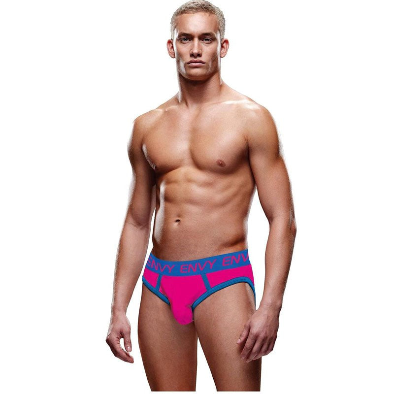 Envy Menswear Solid Jock Pink/Blue Supportive Athletic Underwear - - Jocks and G-Strings