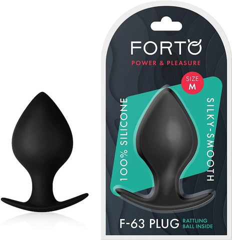 VVOLE LLC Forto F 63 Rattler Spade Black Butt Plug with Rattle Mechanism - Butt Plugs