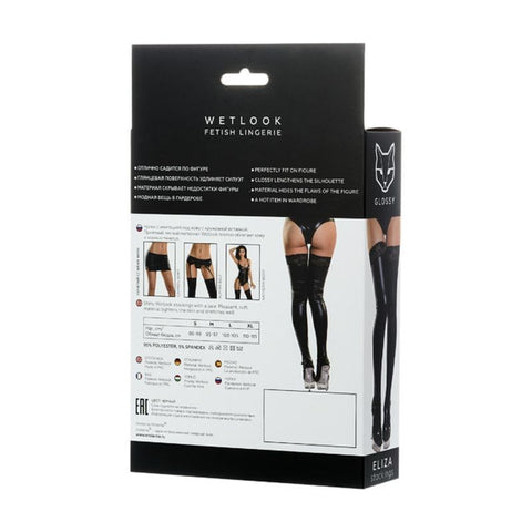 Glossy Eliza Wetlook Stockings High Shine Lace Intimate Legwear - Her Fetish