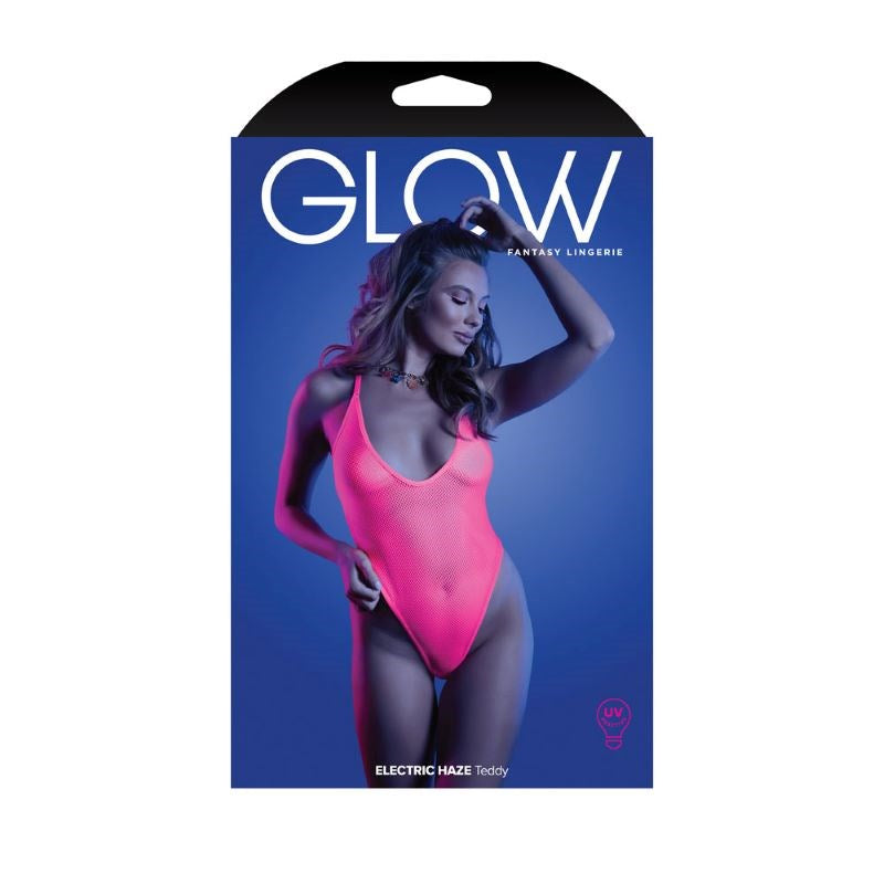 Fantasy Lingerie Glow Electric Haze Teddy UV Reactive Seductive Lingerie - - Babydolls and Chemises