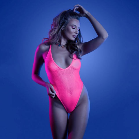 Fantasy Lingerie Glow Electric Haze Teddy UV Reactive Seductive Lingerie - Babydolls and Chemises