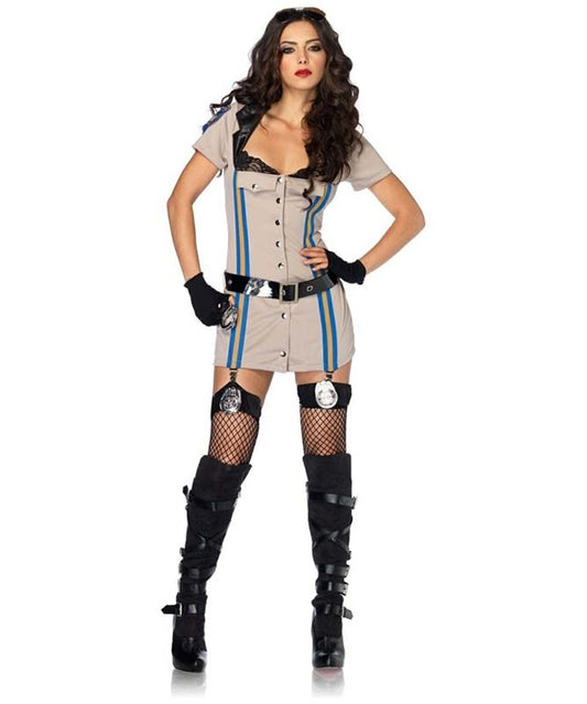 Leg Avenue Highway Patrol Honey Costume with Complete Roleplay Accessories - - Fancy Dress Ups