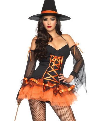 Leg Avenue Hocus Pocus Hottie Costume Halter Dress with Witch Hat - Fancy Dress Ups