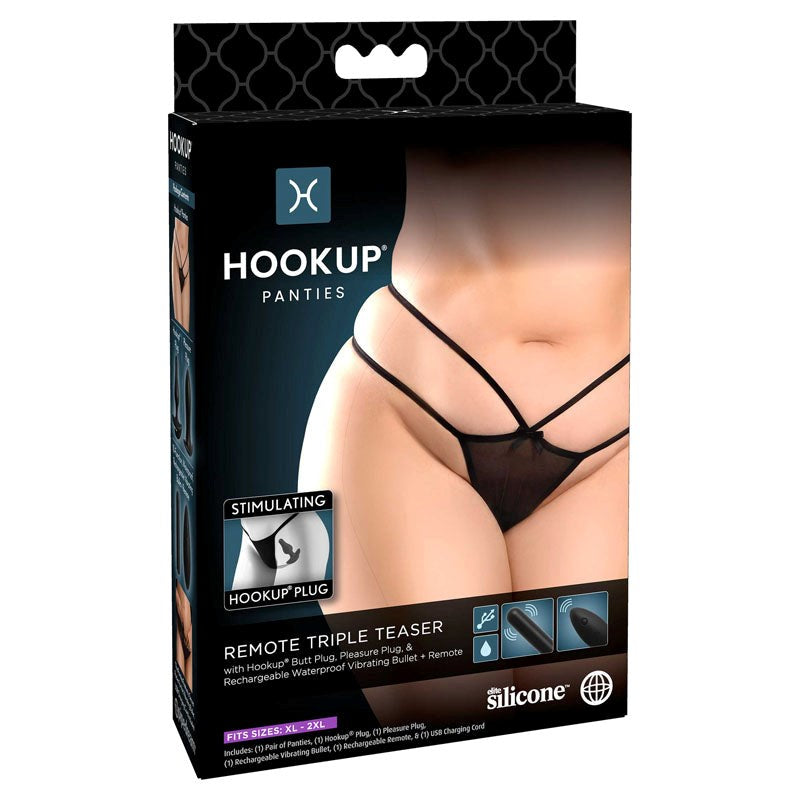 Pipedream Products HOOKUP Remote Triple Teaser With Butt Plug - Remote Control Vibrators