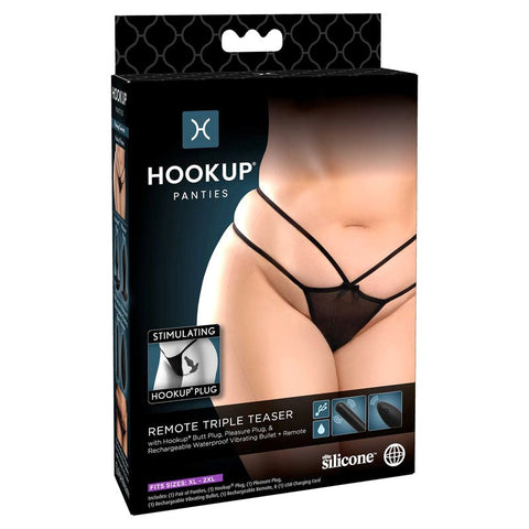 Pipedream Products HOOKUP Remote Triple Teaser With Butt Plug - Remote Control Vibrators