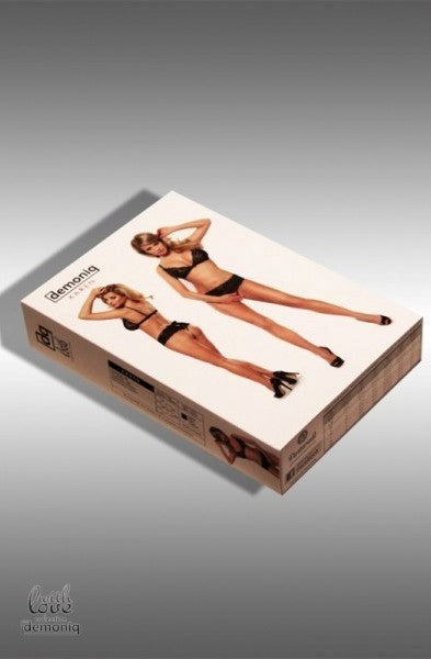 Demoniq Karen Black Lingerie Set with Crotchless Thong - - Bras and Bra Sets