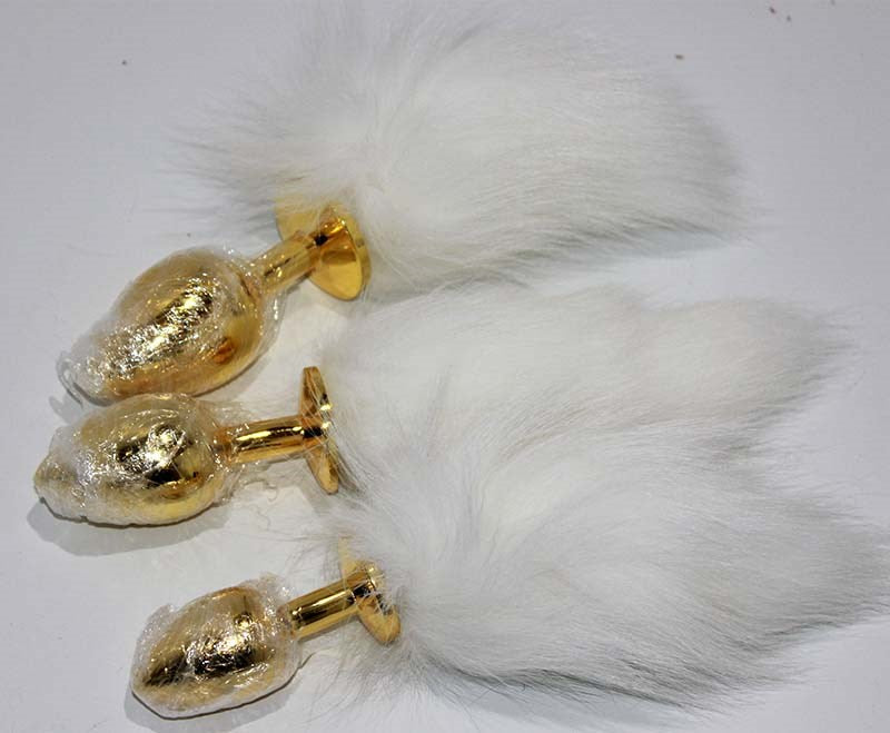 BDStyle Luxurious Kitten Tail Metal Butt Plug Customizable Pleasure Gold - - Steel Sex Toys