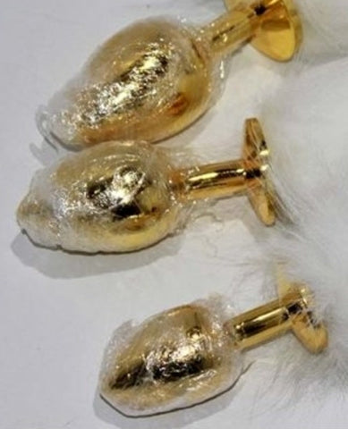 BDStyle Luxurious Kitten Tail Metal Butt Plug Customizable Pleasure Gold - Steel Sex Toys