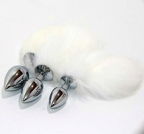 BDStyle Kitten Tail Metal Butt Plug Silver Premium Temperature Play Anal Toy - Steel Sex Toys
