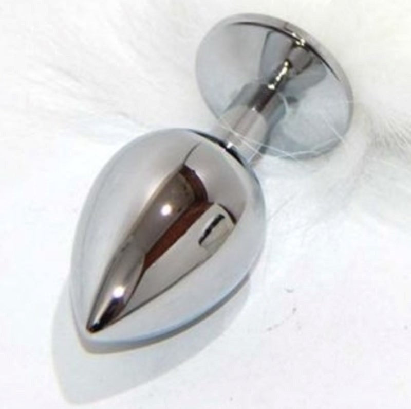 BDStyle Kitten Tail Metal Butt Plug Silver Premium Temperature Play Anal Toy - - Steel Sex Toys
