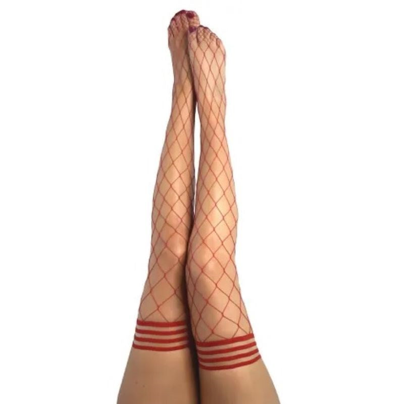 Kixies Claudia Large Diamond Red Fishnet with No Slip Grip Technology - - Hosiery