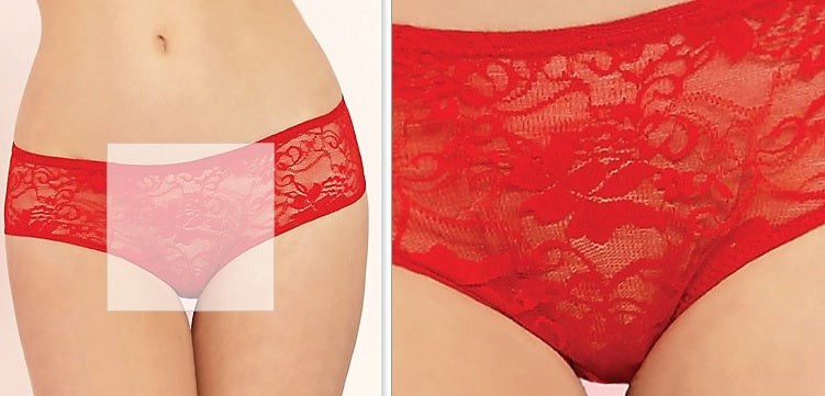 Seven til Midnight Lace Boyshorts Open Crotch & Ruffles Red Easy Access - Bras and Bra Sets