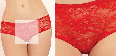 Seven til Midnight Lace Boyshorts Open Crotch & Ruffles Red Easy Access - Bras and Bra Sets