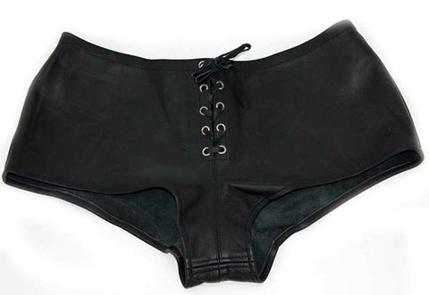 Hells Couture Ladies Shorts in Leather Adjustable Lace Up Design - Her Fetish