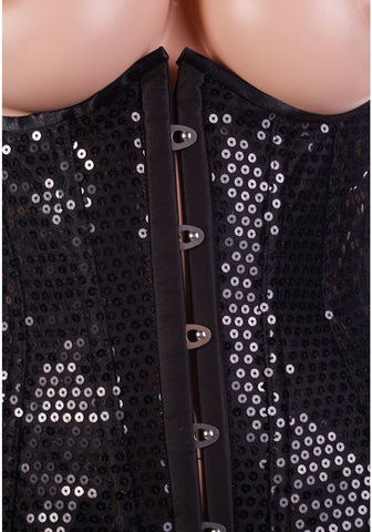 Leg Avenue Sequin Underbust Corset Steel Boning Cinches Waist - Bras and Bra Sets