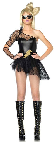 Leg Avenue Lightning Rocker Costume with Metallic Accents and Accessories - Fancy Dress Ups