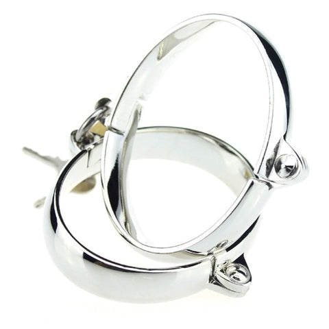 BDStyle Lock Up Steel Cuffs for Cock and Ball Restraint - Cuffs and Restraints