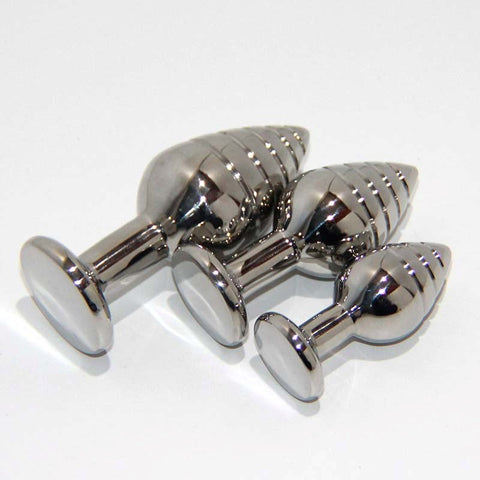 Hells Couture Magic Mushie Anal Plug Medical Grade Steel with Ridges - Steel Sex Toys