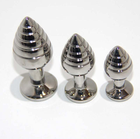 Hells Couture Magic Mushie Anal Plug Medical Grade Steel with Ridges - Steel Sex Toys