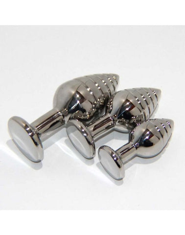 Hells Couture Magic Mushie Anal Plug Medical Grade Steel with Ridges - Steel Sex Toys