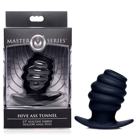 XR Brands Hive Ribbed Anal Plug Hollow Core Design for Enhanced Pleasure - Butt Plugs
