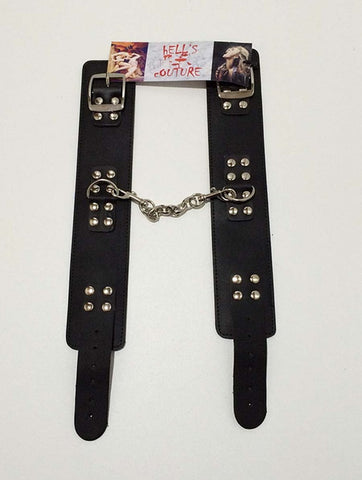 BDStyle MG Leather Wrist/Ankle Cuffs with Buckle Black Restraint Set - Cuffs and Restraints