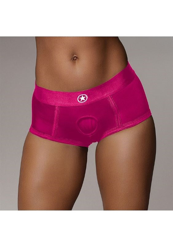 Shots Toys Ouch! Pleasure Enhancing Vibrating Strap On Brief Pink Vibrator - Strap On Sextoys