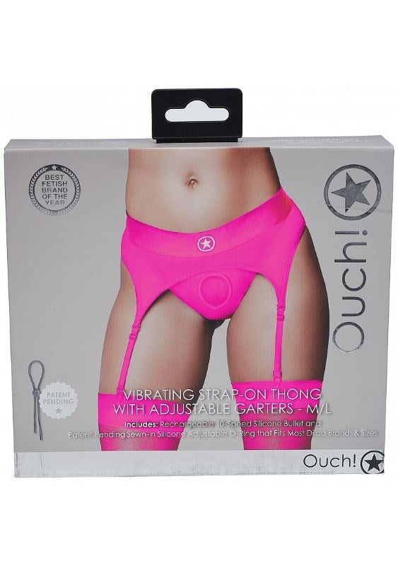 Shots Toys Ouch! Intimate Pleasure Strap On Thong Pink Vibrating Harness - - Strap On Sextoys
