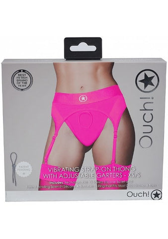 Shots Toys Ouch! Intimate Pleasure Strap On Thong Pink Vibrating Harness - Strap On Sextoys