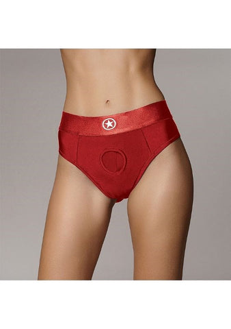 Shots Toys Ouch! Electrifying Strap On Thong Red Vibrating Dildo Harness - Strap On Sextoys