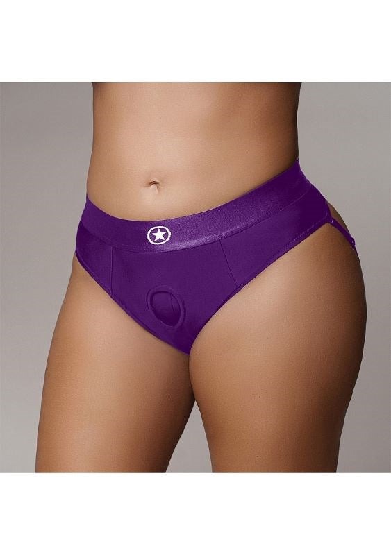 Shots Toys Ouch! Intimate Pleasure Strap On Thong Purple Vibrating Harness - - Strap On Sextoys