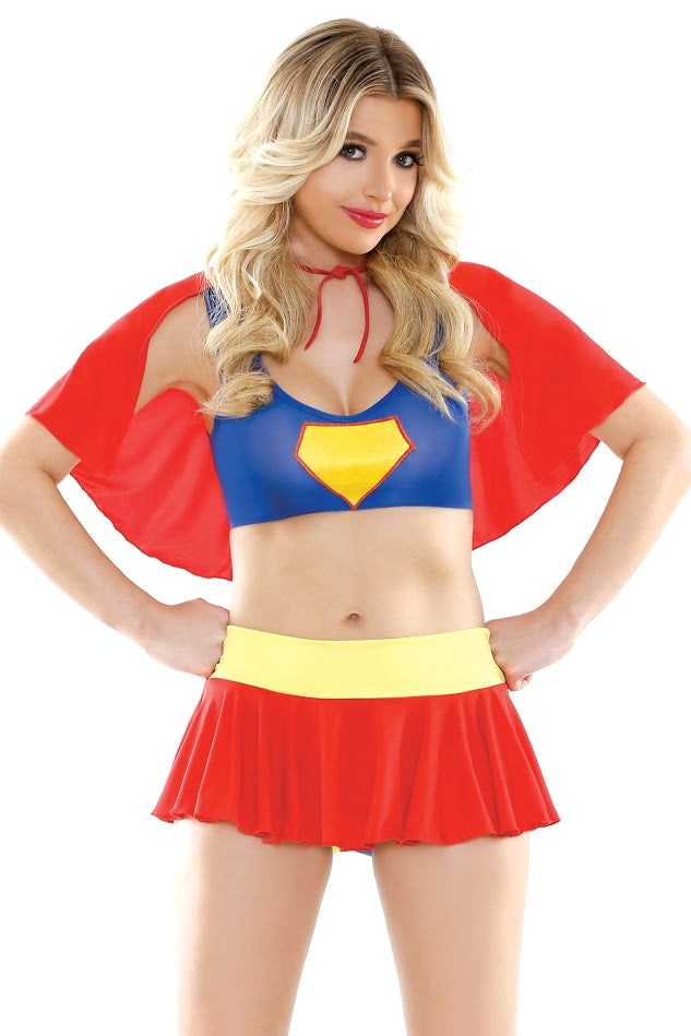Fantasy Lingerie PLAY Super Sexy 4 Piece Costume Set Superhero Roleplay - - Fancy Dress Ups
