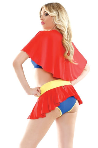 Fantasy Lingerie PLAY Super Sexy 4 Piece Costume Set Superhero Roleplay - Fancy Dress Ups