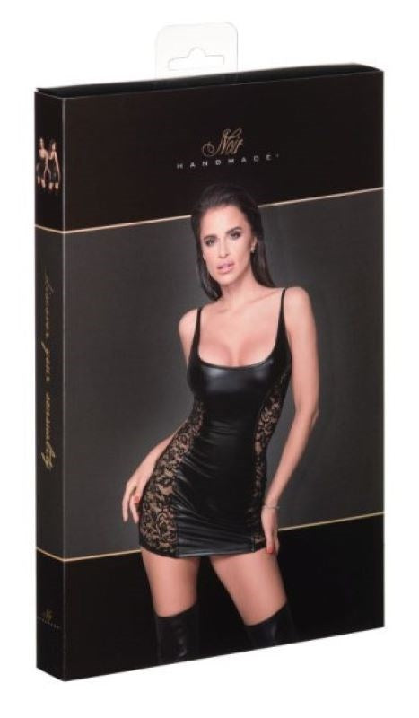 Noir Handmade Power Wetlook Dress with Lace Inserts BDSM Lingerie Dress - Fancy Dress Ups