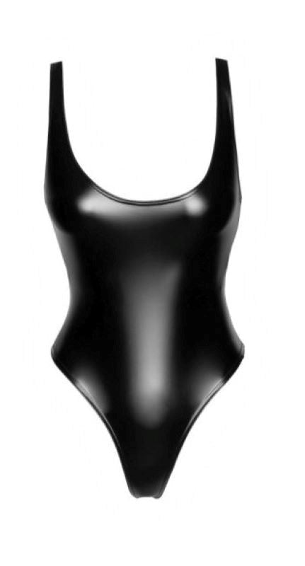 Noir Handmade Wetlook Fetish Bodysuit High Cut Leg Design for Confidence - Her Fetish