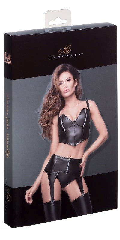 Noir Handmade Powerwetlook Top with Silver Zippers Wet Look Fetish Top - - Her Fetish