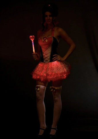 Dream Girl Lingerie Queen of Heartbreakers Costume with Fiber Optic Skirt - Fancy Dress Ups