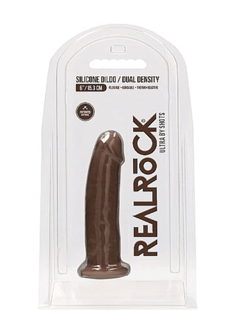 Shots Toys Realrock Ultra Silicone Dildo Brown Dual Density Technology - Realistic Dildos