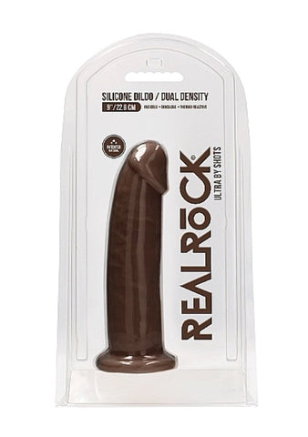 Shots Toys Realrock Ultra Silicone Dildo Brown Dual Density Technology - Realistic Dildos