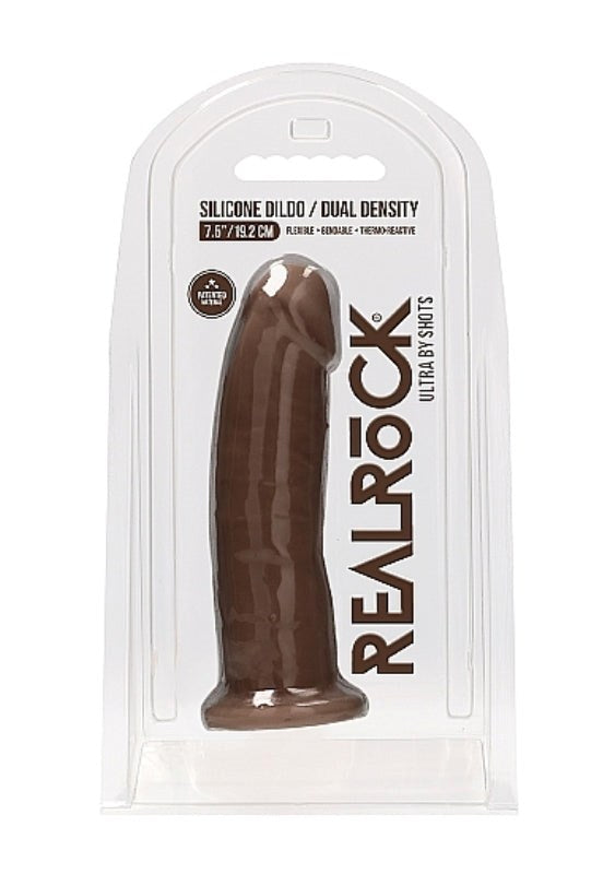 Shots Toys Realrock Ultra Silicone Dildo Brown Dual Density Technology - - Realistic Dildos