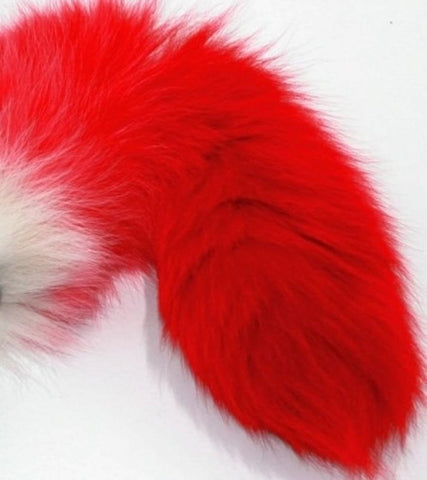 BDStyle Red Faux Fox Tail Silver Butt Plug Premium Stainless Steel Design - Steel Sex Toys