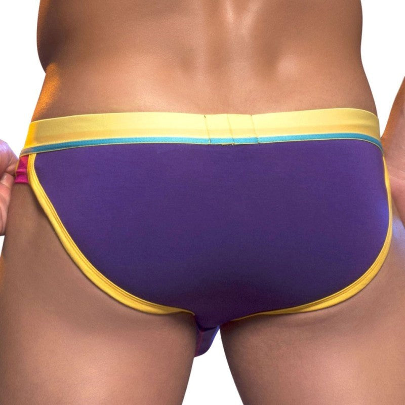 Andrew Christian Retro Pop Brief Purple with Enhanced Front Room Design - - Jocks and G-Strings