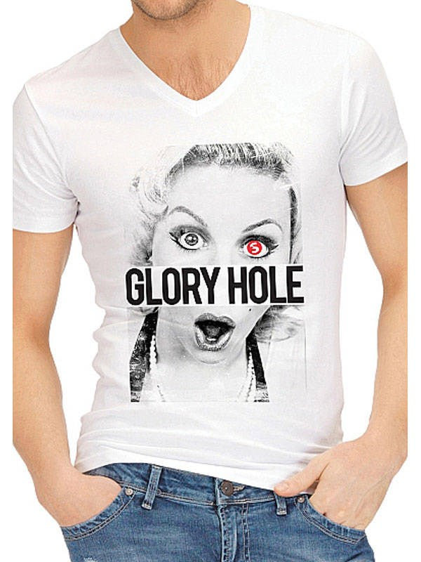 Shots Toys S Line Funny Glory Hole T Shirt Humorous Adult Novelty Wear - - Jocks and G-Strings